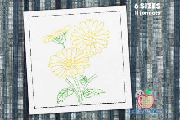 African Daisy Line Art for Seasonal Embroidery