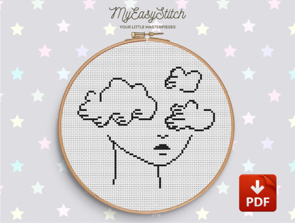 Face Outline Clouds Cross Stitch Pattern Review