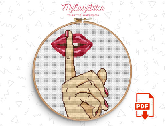 Lips Hand Shhhh Cross Stitch Pattern Review