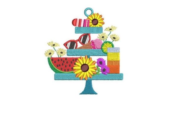 Summery Tiered Tray Embroidery Design Review