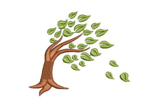 Tree Bending with Leaves Blowing in the Wind